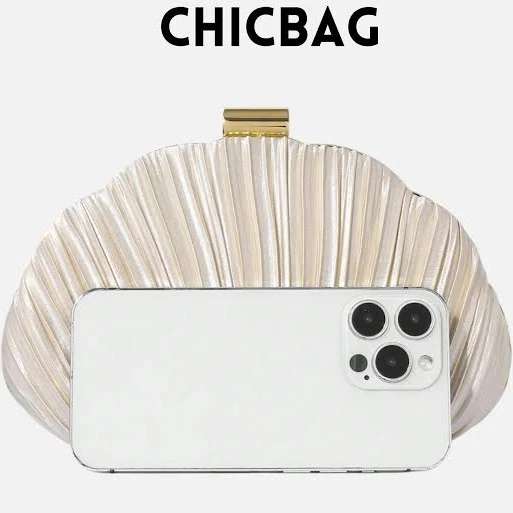 bag Elegant Gold Pleated Shell Clutch Etsy - Seller $47.29