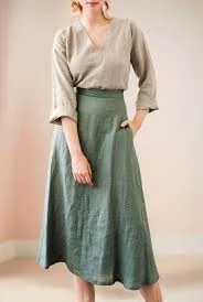 skirt Elegant Linen Midi Skirt – Handmade A-Line High Waist Natural Fabric Skirt for Women Etsy $119