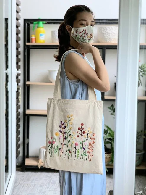 bag Embroidered Canvas Tote Bag, Floral Women Shopper Bag, Floral Canvas Tote Bag, Hand Embroidery Bag, Summer Wildflower Bag, Etsy - Seller $31.5