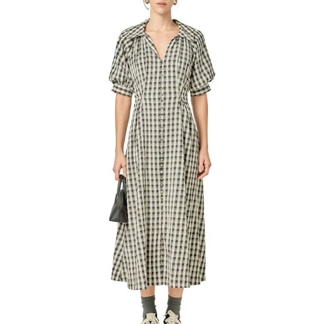 dress English Factory Women's Gingham Puff Sleeve Seersucker Shirtdress Nordstrom $84