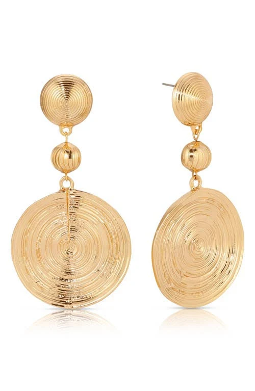 accessory Ettika 18k Gold-Plated Textured Disc Drop Earrings Nordstrom $55