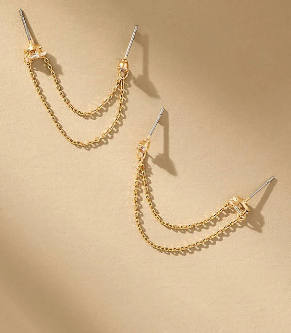 accessory Ettika Double Piercing Chain Drop Earrings Anthropologie $40