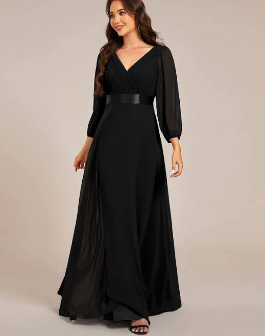 dress Ever-Pretty Chiffon Long Sleeve Empire Waist Maxi Formal Dress with Pleated Detailing Ever-Pretty $81.83