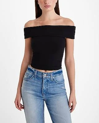 blouses Express Women's Fitted Off The Shoulder Ribbed Top Express $8.4