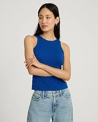 sleeveless top Express Women's Fitted Ribbed High Neck Tank Top Express $9.97
