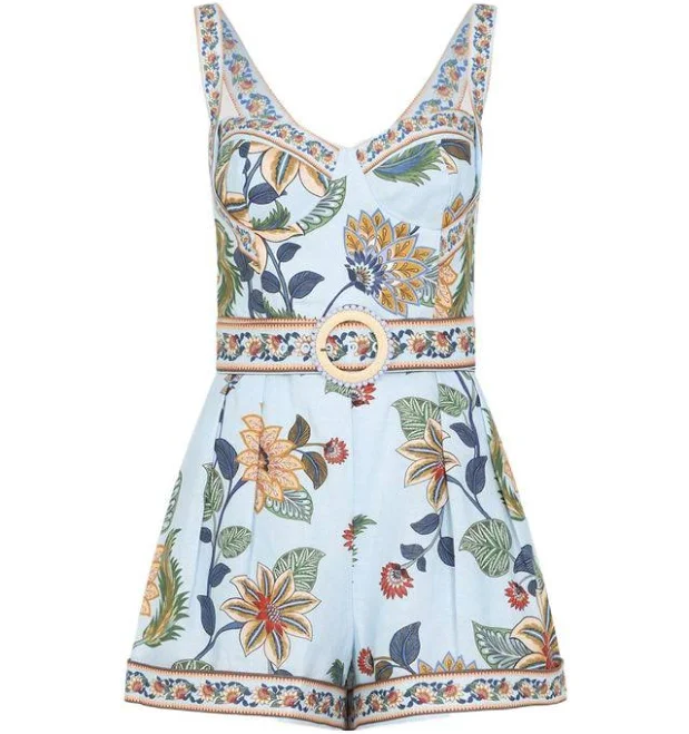 jumpsuit Farm Rio Women's Linen Jumpsuit - Blue - Full length jumpsuits Lyst $270