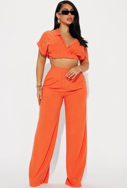 matching set Fashion Nova Andrea Linen Cropped Blouse and Pant Set Fashion Nova $35.99