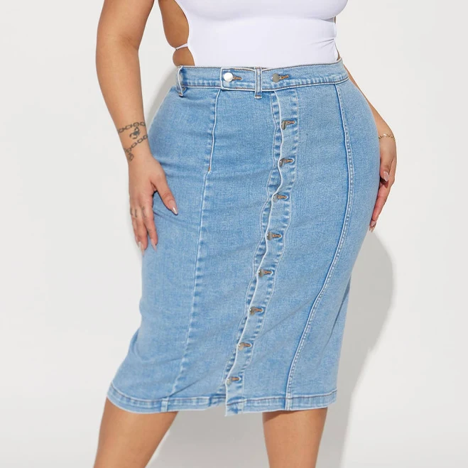 denim skirt Fashion Nova Falda Right On The Line Denim Midi Skirt Fashion Nova $39.99