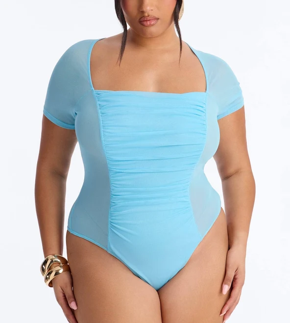 bodysuit Fashion Nova Lilly Ruched Sheer Mesh Bodysuit Fashion Nova $19.99
