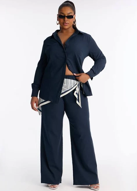 two piece set Fashion Nova Linen Long Sleeve Button Up Shirt and Wide Leg Pant Set Fashion Nova $54.99