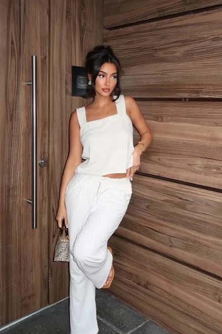 matching set Fashion Nova Lory Linen Sleeveless Wide Leg Pant Set Fashion Nova $34.99