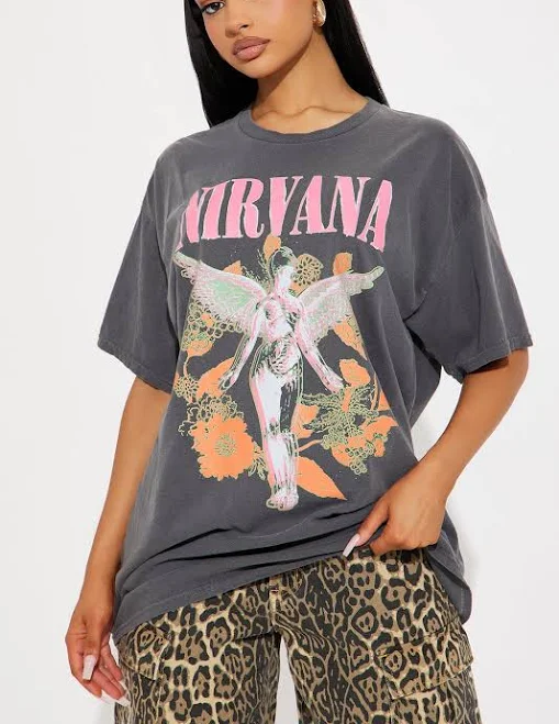 top Fashion Nova Nirvana Utero Flowers Oversized Graphic T-Shirt Fashion Nova $16.99