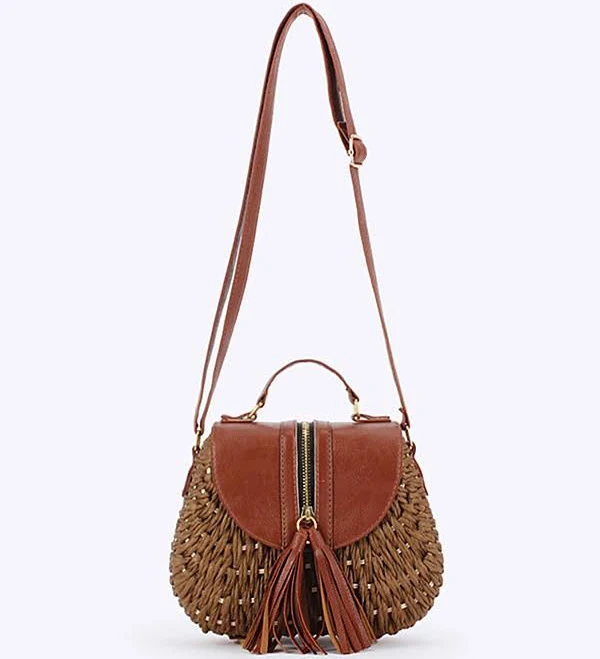 bag Faux Leather & Straw Weave Bag with Tassel Detail LightInTheBox $26.99