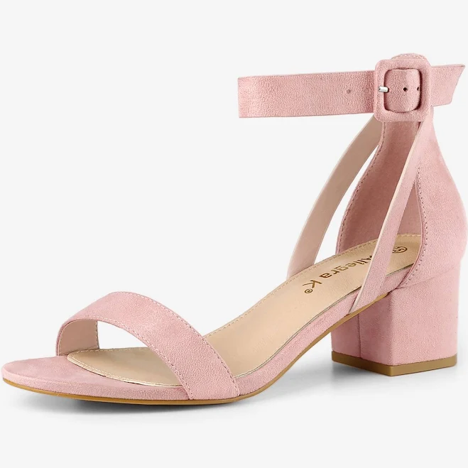 shoes Faux Suede Ankle Strap Block Low Heel Sandals Allegra K $49.99