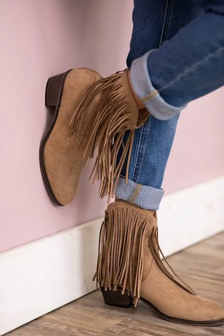 shoes Faux Suede Fringe Booties Filly Flair $37.99