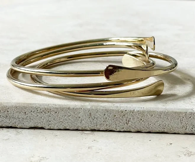 accessory Flat Gold Boho Stacking Bangle Etsy - GreyByTamaraMello $10.2