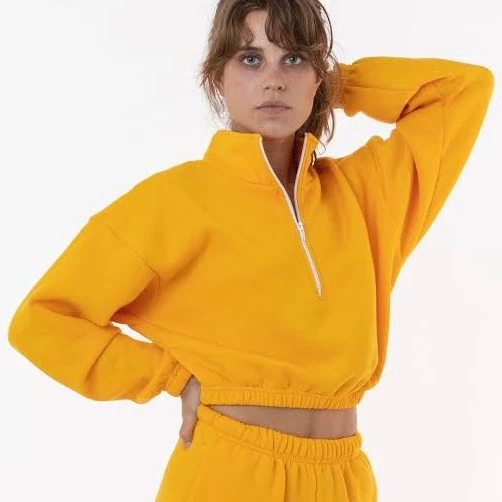 activewear top Flex Fleece Half Zip Cropped Pullover Los Angeles Apparel $64