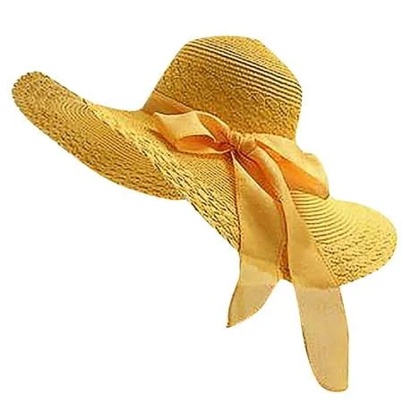 accessory Floppy Wide Brim Straw Sun Hat with Bowknot Walmart - IXIN $19.99