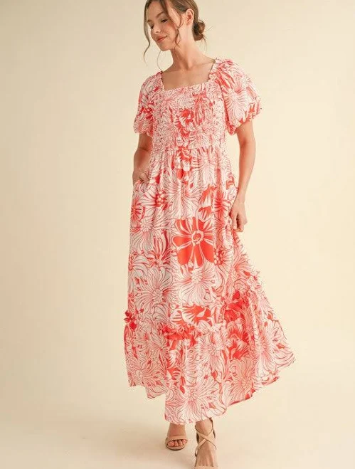 maxi dress Floral Print Smocked Bodice Maxi Dress PinkBlush Maternity $27
