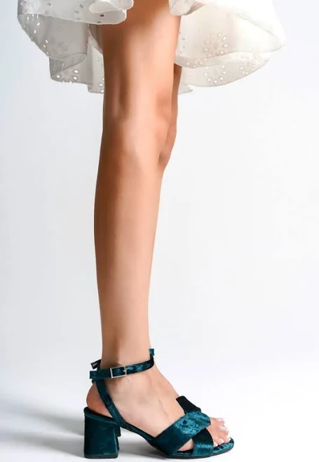 shoes Florence Velvet Mid Heel Sandals Eleanor Louise $90.99