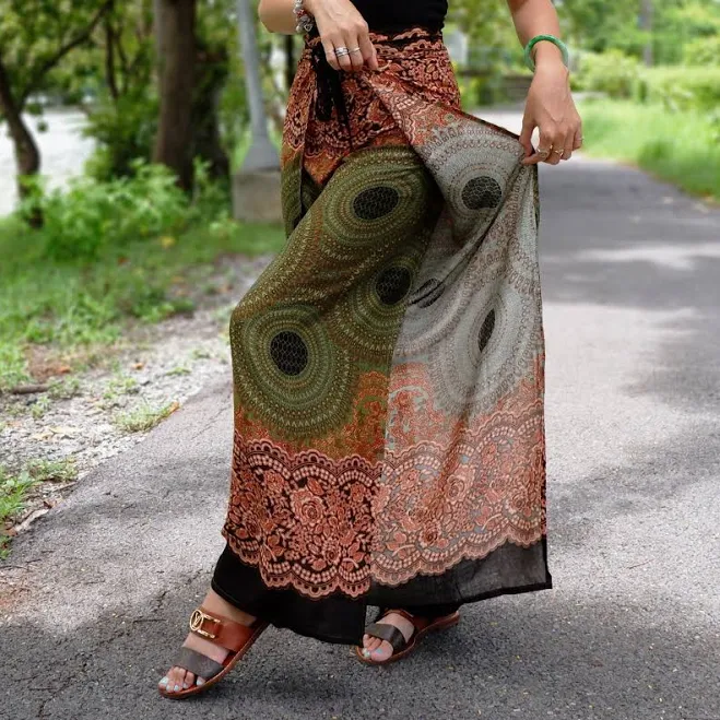 pants Flowy Boho Wrap Around Palazzo Pants Etsy - OHETHNO $15.9
