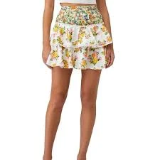skirt For Love & Lemons Rosalyn Miniskirt Green Yellow Pink Marigold Floral Size M Poshmark $75