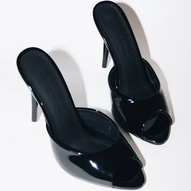 shoes Ford Patent Vegan Leather Open Toe Mules Cult of Coquette $205