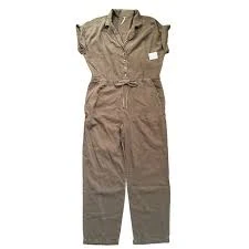 jumpsuit Free People Utility Jumpsuit Olive Green Button Front Drawstring Waist Size S eBay $44.99