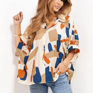 top Gallery Stroll Oversized Abstract Top KCoutureBoutique $62