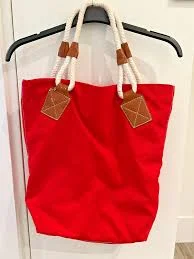 bag GAP Large RED Canvas Beach Rope Straps Shoulder Tote Bag eBay $18