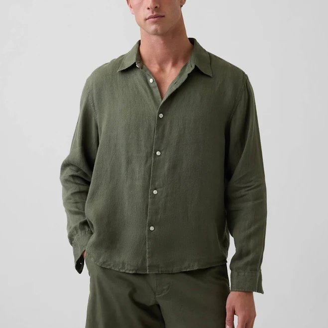 top Gap Men's Relaxed Linen Tweed Shirt Gap $63