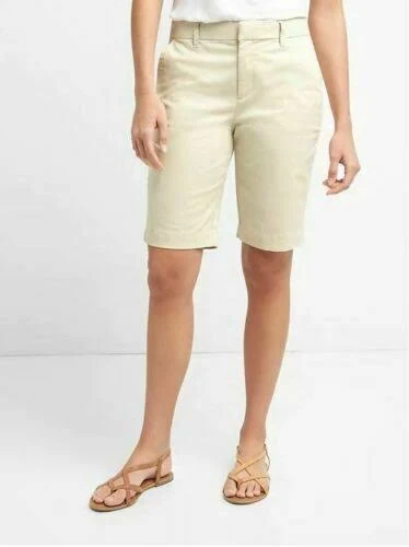 shorts Gap Women Khaki Beige Cotton Pocket 10" Flat Front Bermuda Shorts 2 eBay - beautyrec $26.99