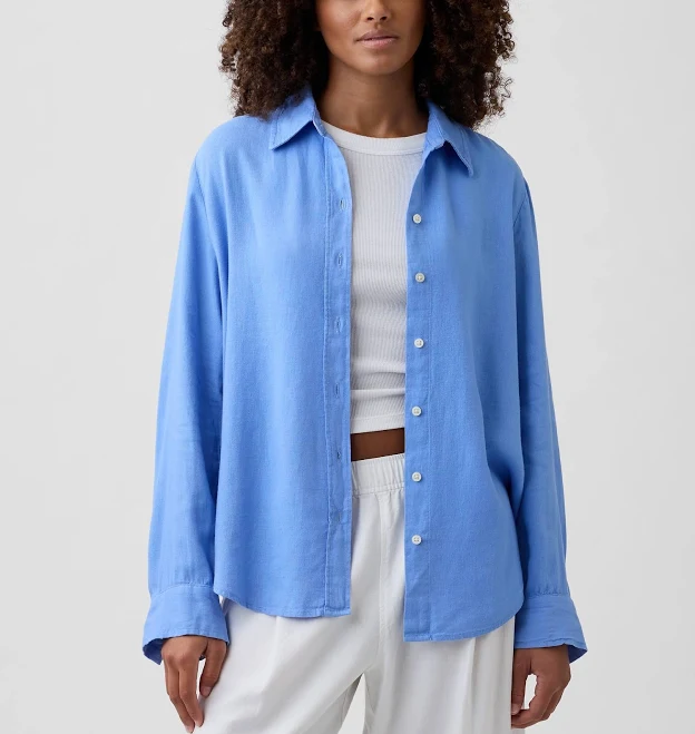 top Gap Women's Linen-Blend Easy Shirt Gap Factory $23.99