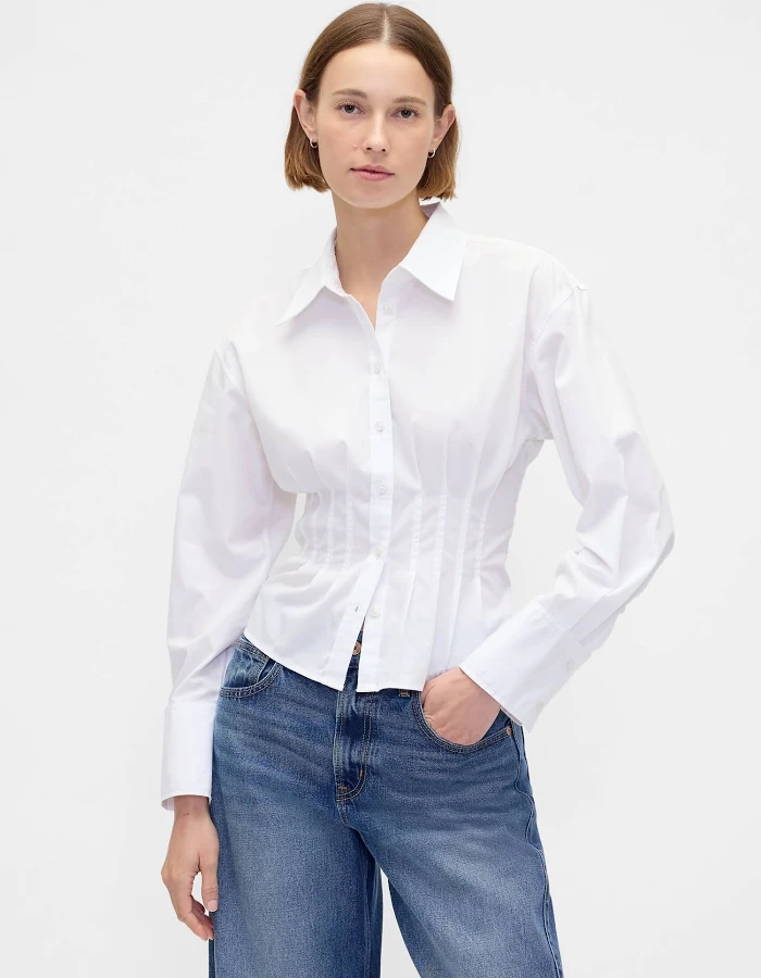 top Gap Women's Organic Cotton Poplin Fitted Shirt Gap $39