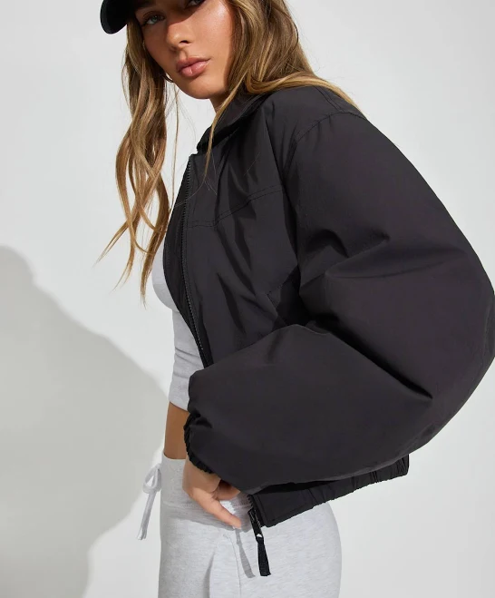 jacket Garage Women's Cropped Nylon Bomber Jacket Garage $70