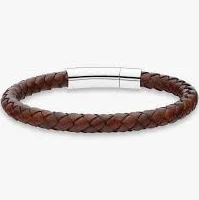accessory Genuine Italian Braided Brown Leather Bracelet With Stainless Steel Clasp, 6mm Miabella $23.9