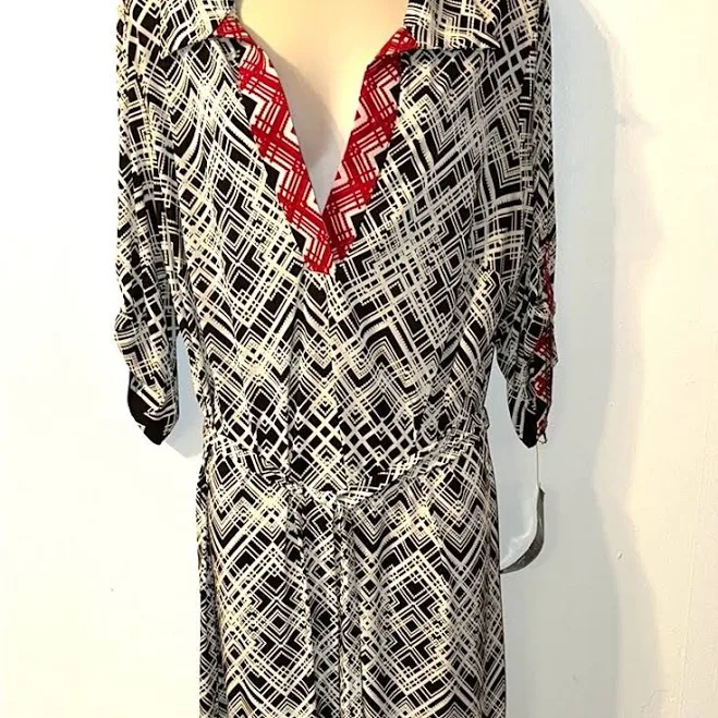 dress Geometric Dress with Red Accents Poshmark $25