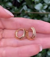 accessory Geometric Gold Medium size Hoop Earrings (PAIR) - Cage Huggies- Chunky Earrings - Twisted Earrings- Brass jewelry Etsy $30