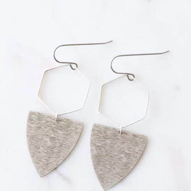 accessory Geometric Silver Dangle Earrings Etsy - HeatherBerry $24