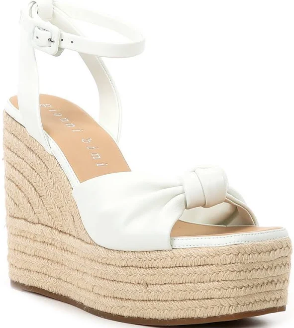 shoes Gianni Bini Shanessa Knot Leather Jute Platform Wedge Sandals Dillard's $119.99