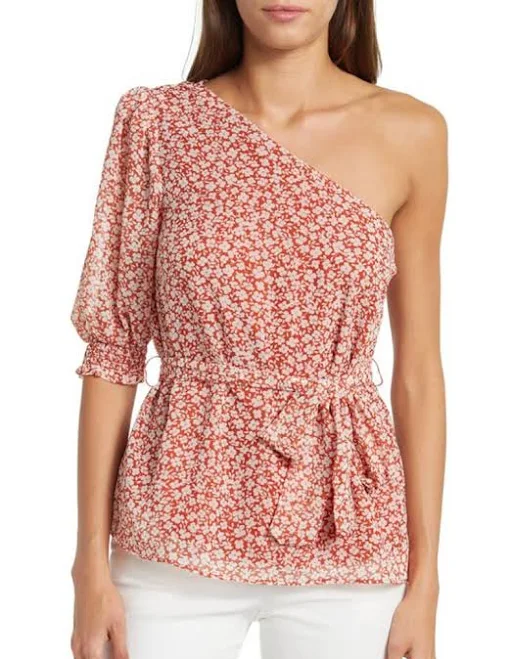 one shoulder top Gibsonlook Women's One Shoulder Ditsy Blouse ModeSens $27
