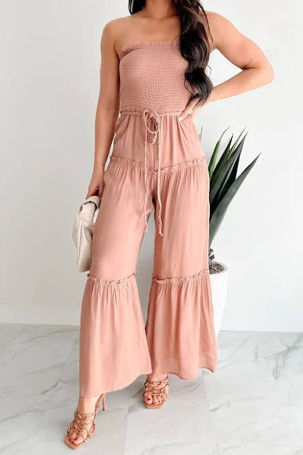 jumpsuit Glam Goddess Strapless Smocked Jumpsuit NanaMacs $21.99