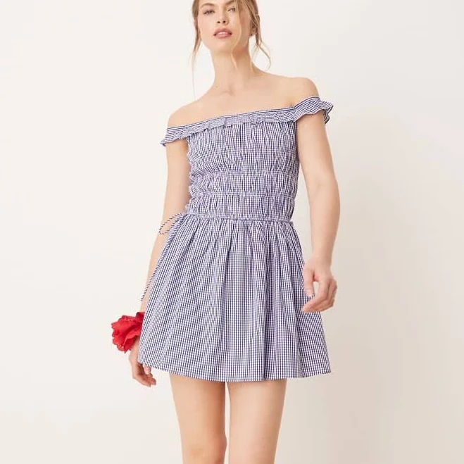 dress Glamorous Off The Shoulder Shirred Mini Dress ASOS $24.5