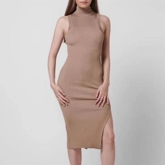 dress Good American Rib-knit Midi Dress In Warm Caramel Size 1/2 (small/med) eBay - pinkdaizy0826 $85