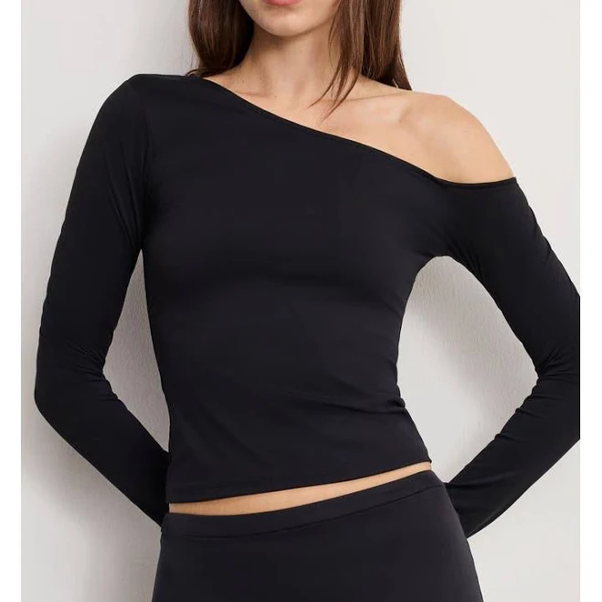 top Good American Weightless Sculpting One Shoulder Top Nordstrom $98
