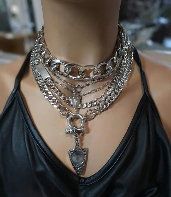accessory Gothic Chunky Chain Necklace Set Etsy - ShieldMaidensJewelry $93.41
