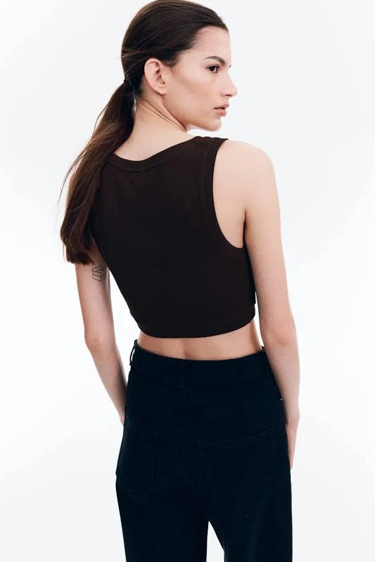 top H&M Ladies Cropped Ribbed Tank Top H&M $9.99
