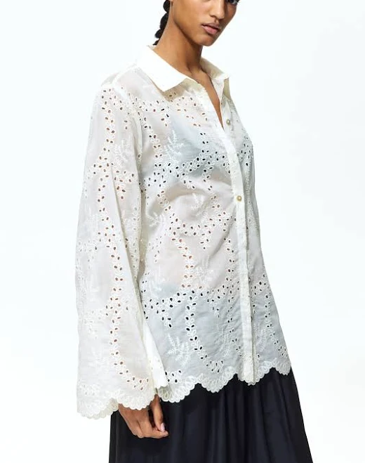 top H&M Ladies Eyelet-Embroidered Shirt H&M $59.99