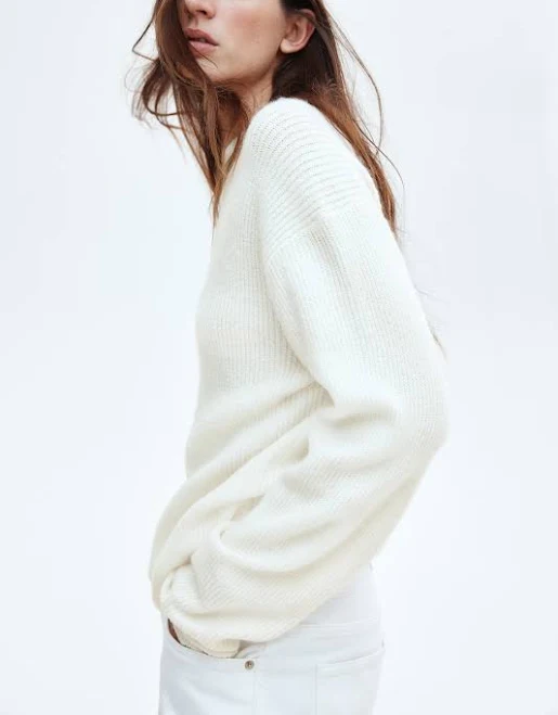 top H&M Ladies Melange Rib-Knit Sweater H&M $27.99