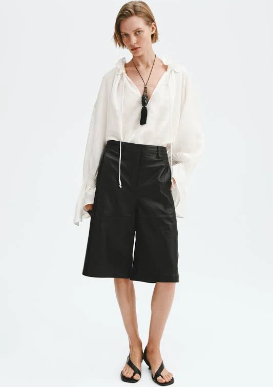 top H&M Ladies Oversized Linen-Blend Shirt H&M $44.99